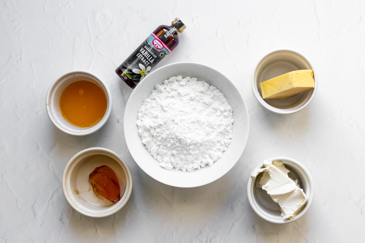 Ingredients for the cream cheese marmalade icing