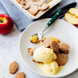 Plate of apple pie with spiced wholemeal pastry