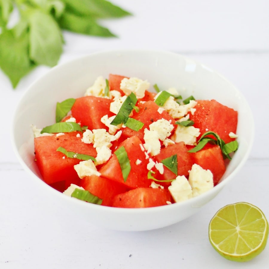 basil watermelon feta salad