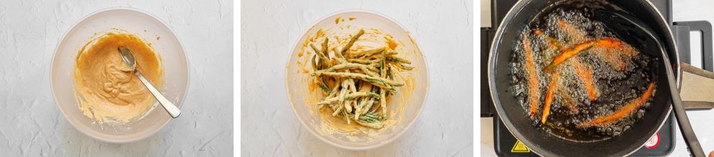 Green bean fries step by step