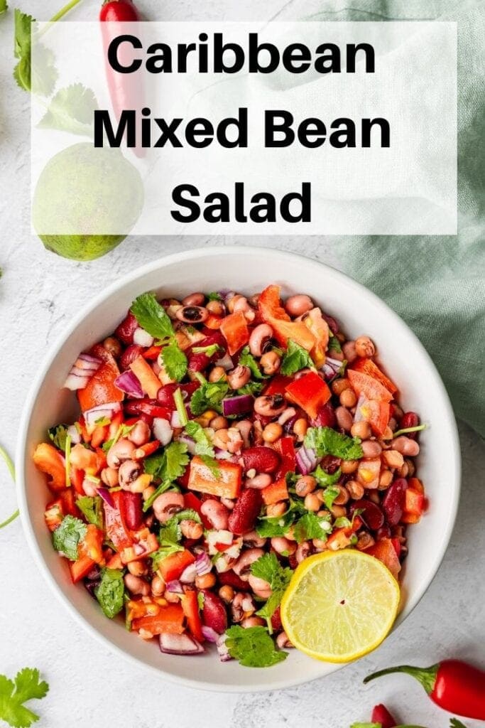 Caribbean mixed bean salad pin image