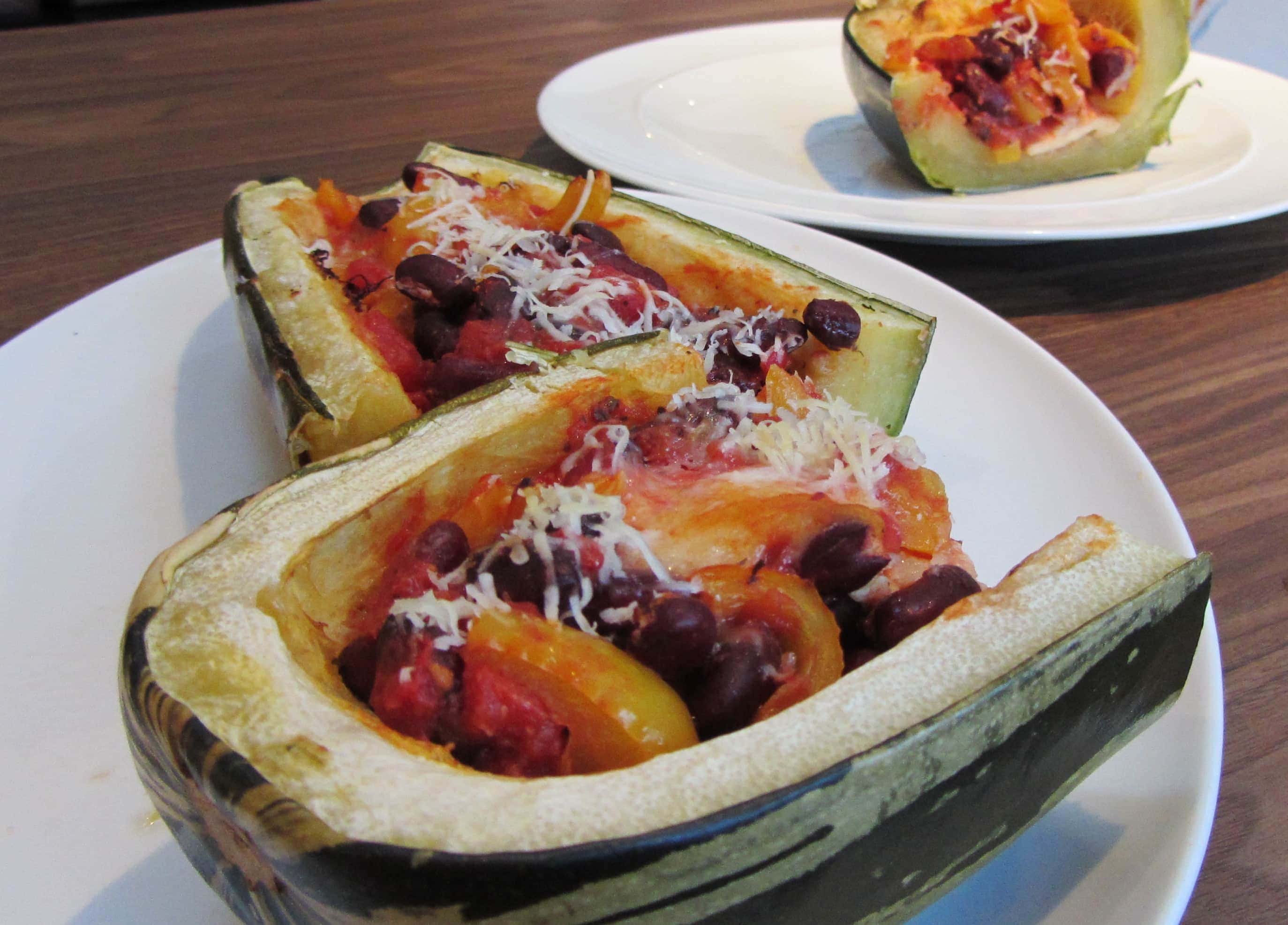 Kidney Bean and Mozzarella stuffed marrow