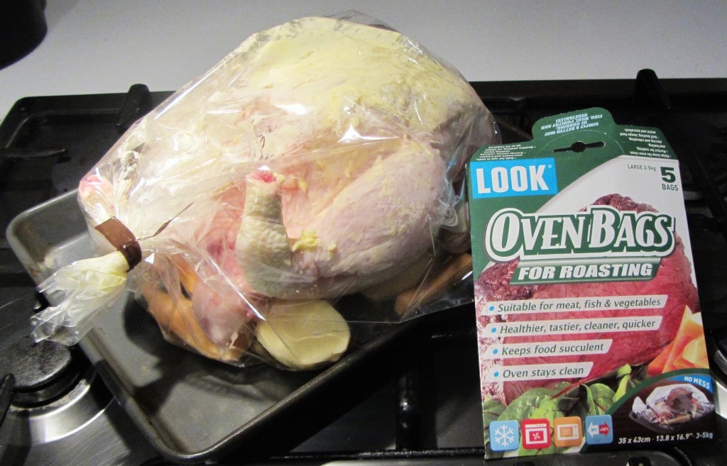 Garlic chicken in an oven bag ready to cook