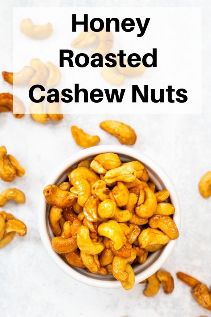 honey roasted cashew nuts pin image