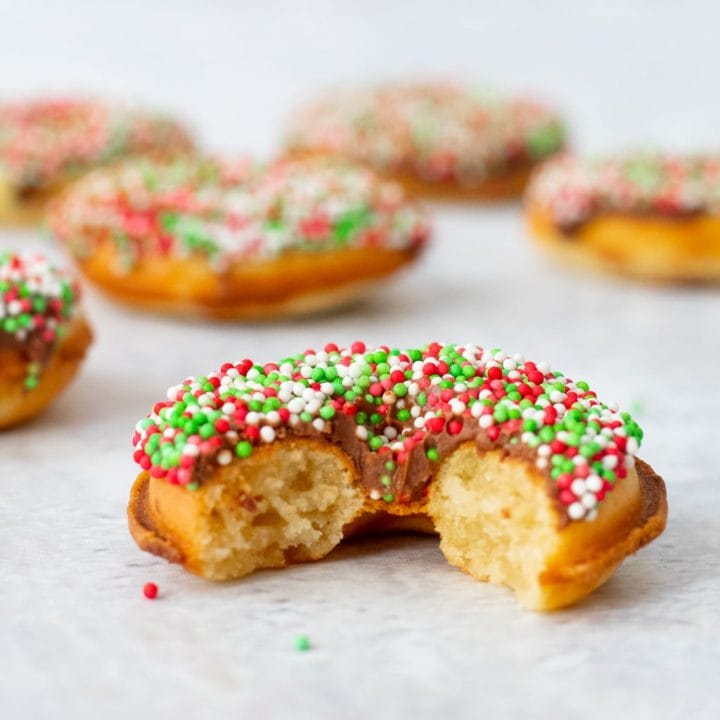 Baked doughnuts with Christmas sprinkles