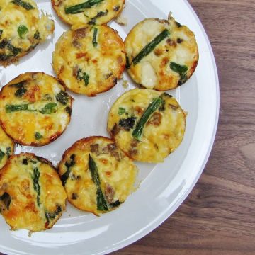 mini frittatas filled with mushrooms, asparagus and goats cheese