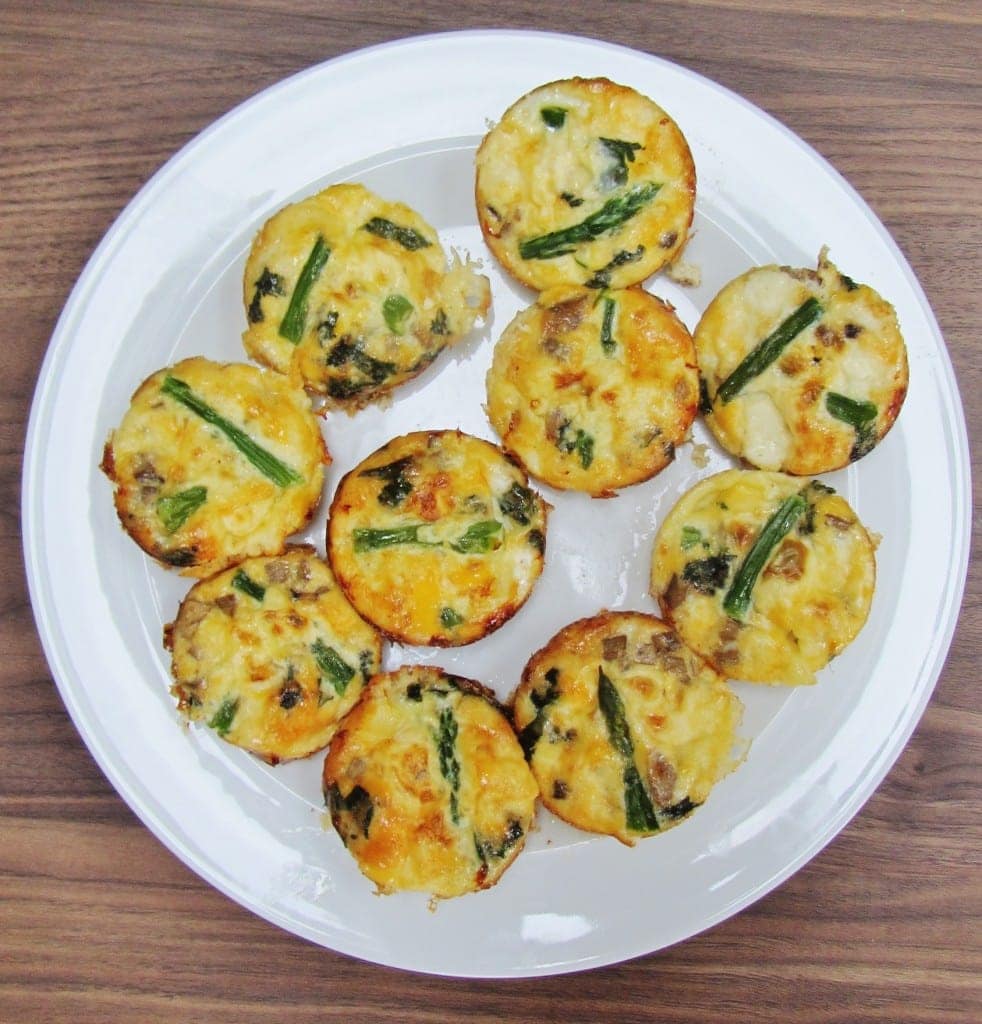 mini frittatas filled with mushrooms, asparagus and goats cheese