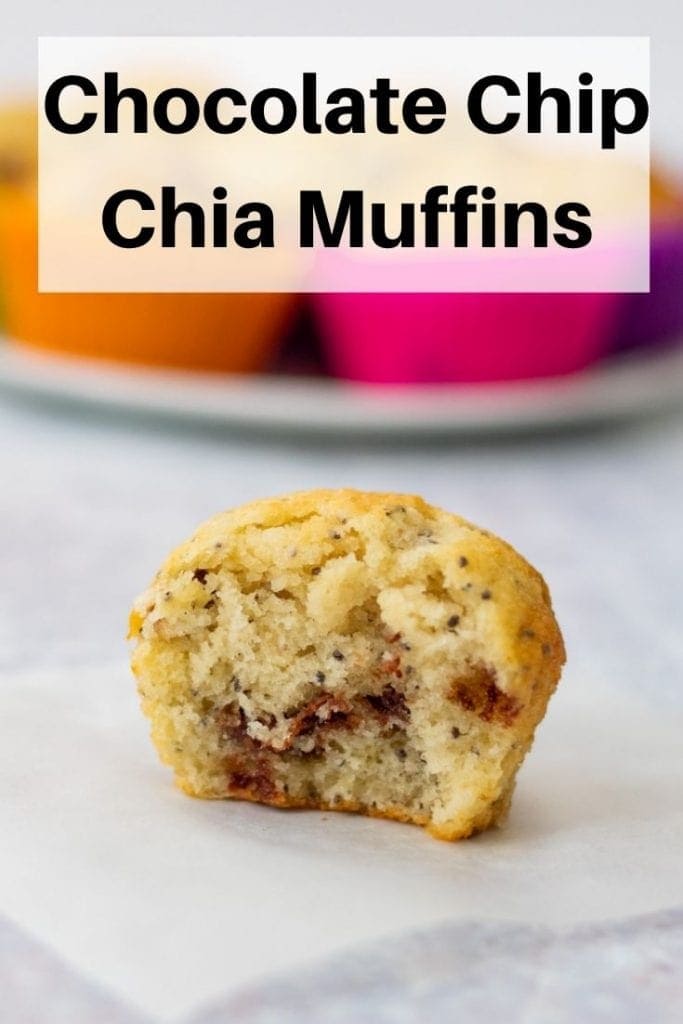 Chocolate chip chia muffins pin image