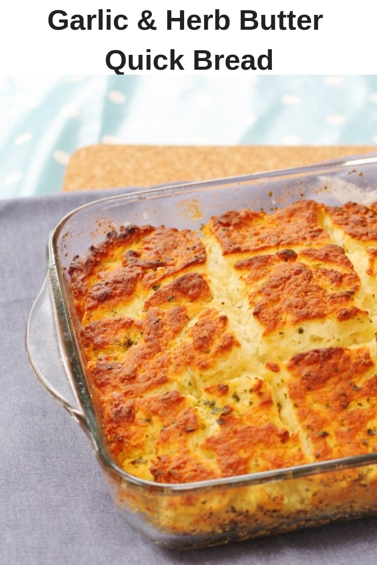 Garlic and herb butter quick bread pin image