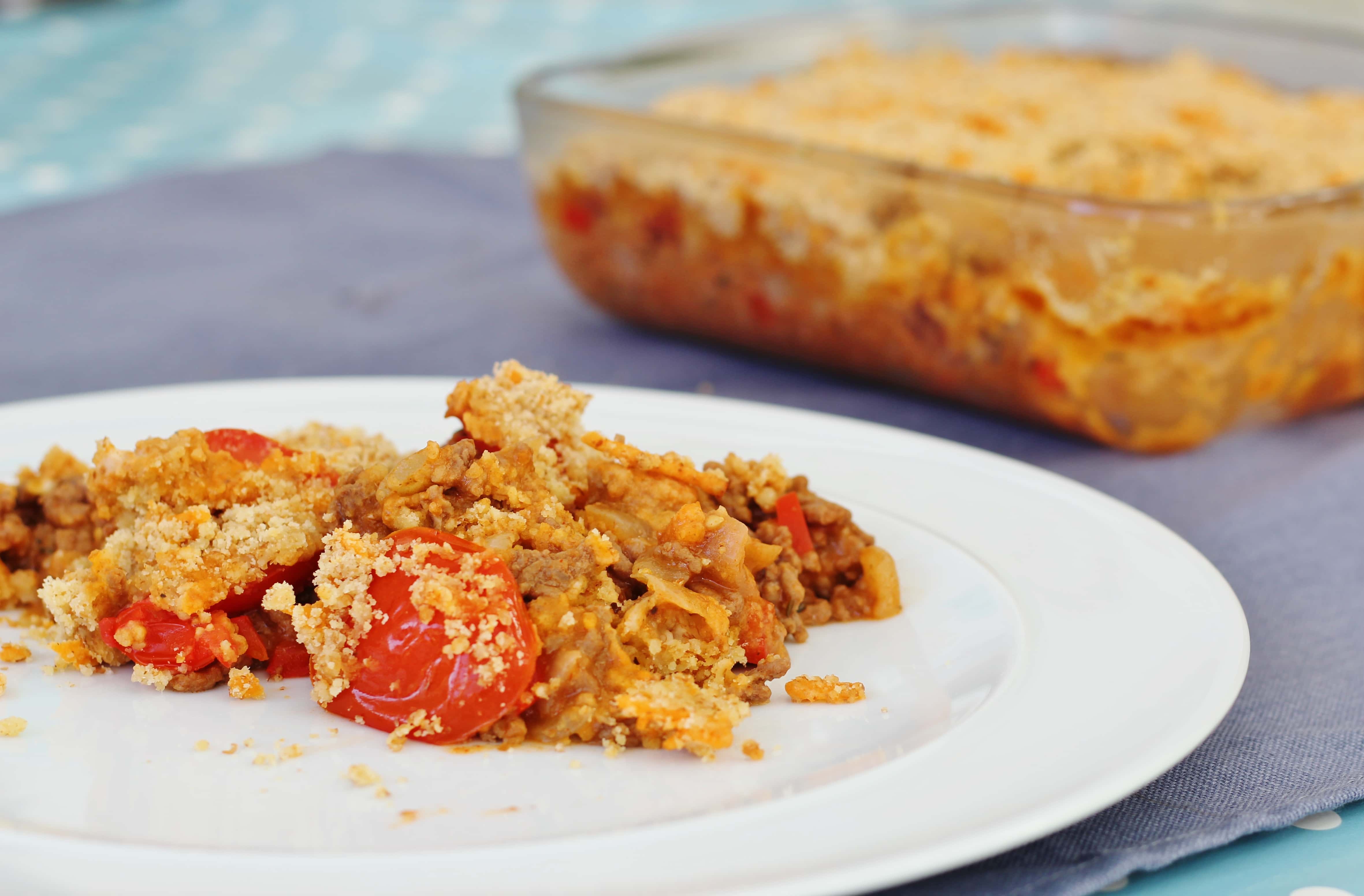 Savoury Mince and Tomato Crumble