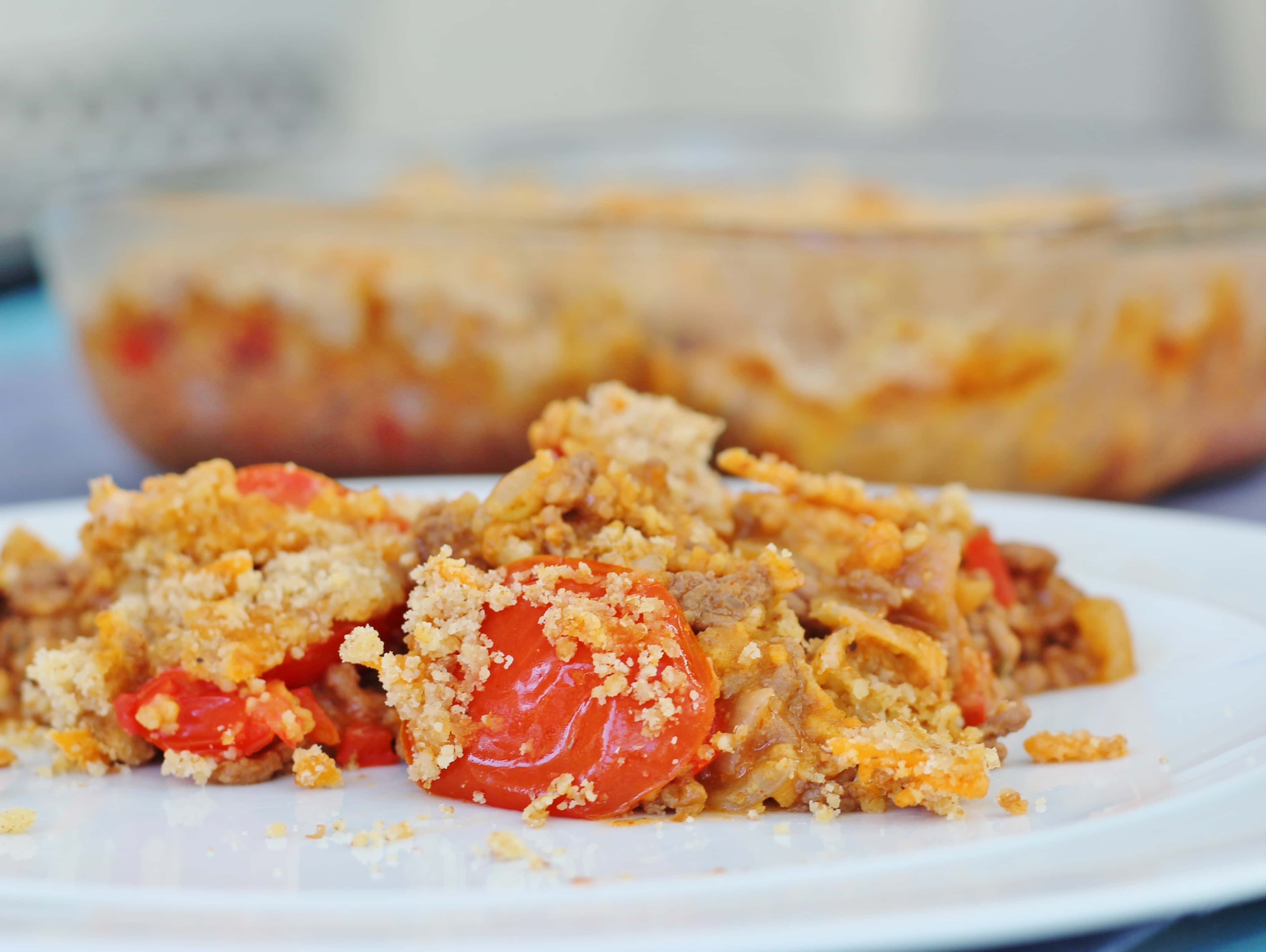 Mince and Tomato Crumble