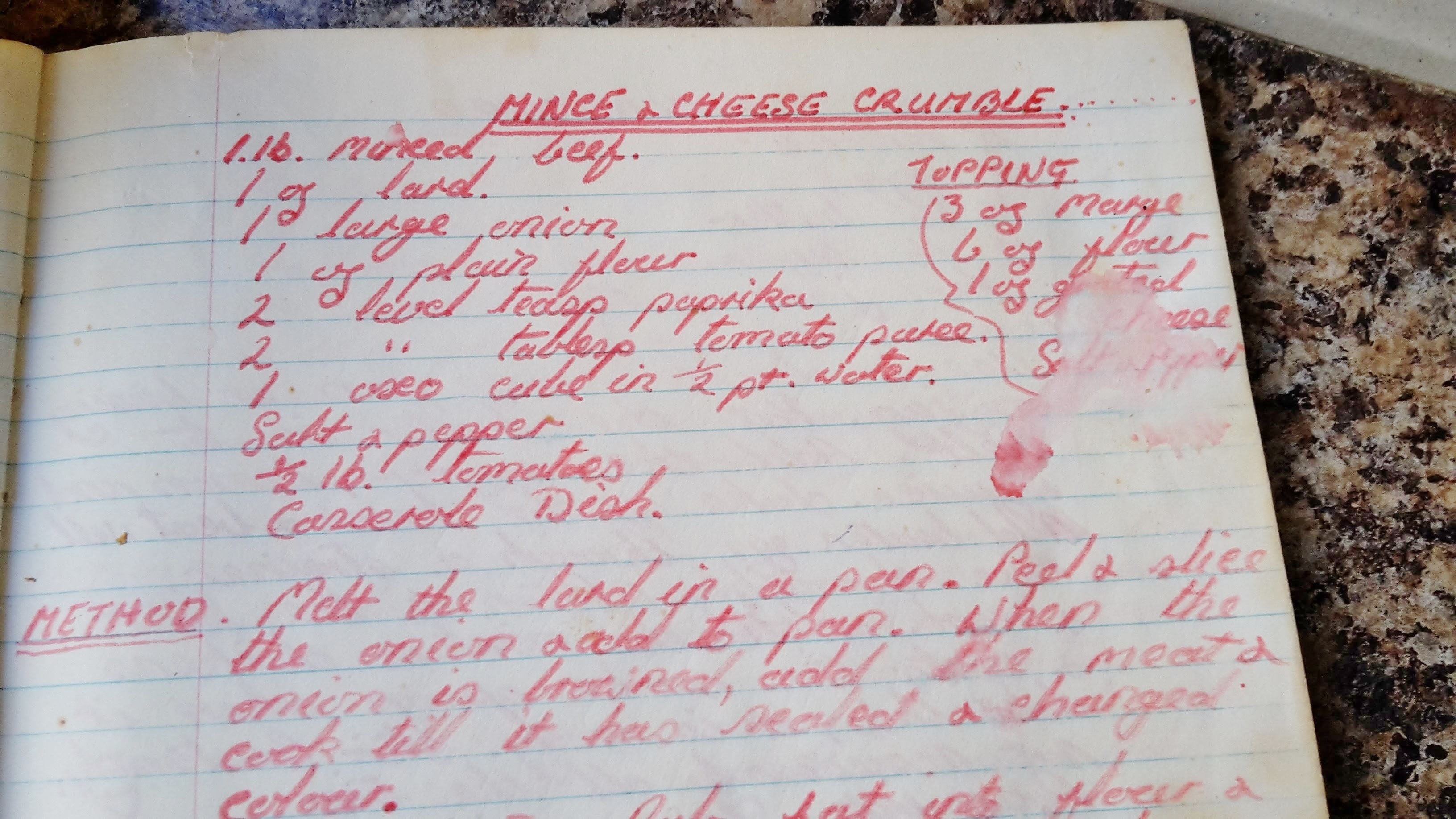 handwritten recipe in personal recipe book