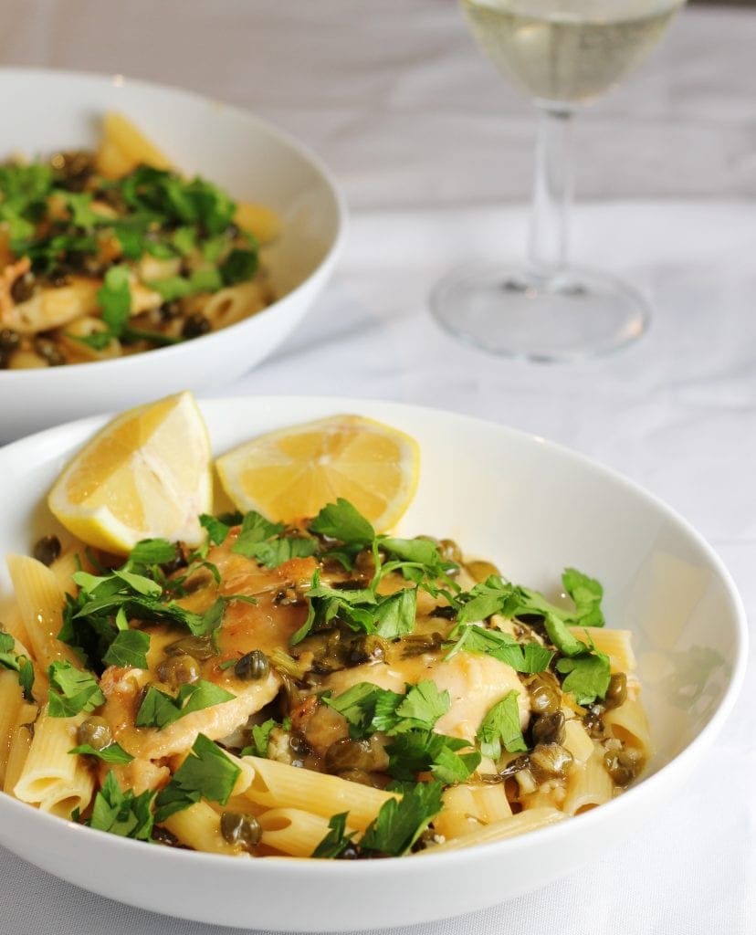 chicken piccata with capers and pasta