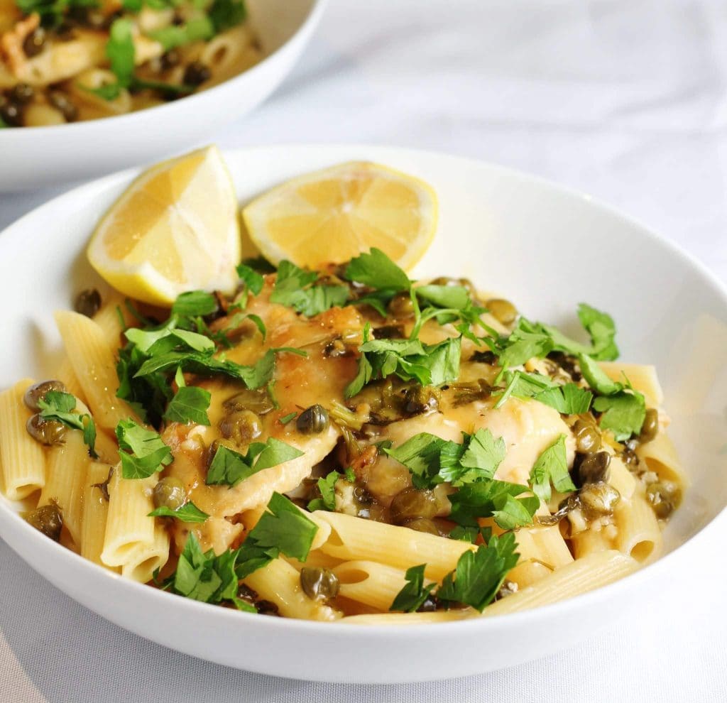 chicken Piccata with penne pasta