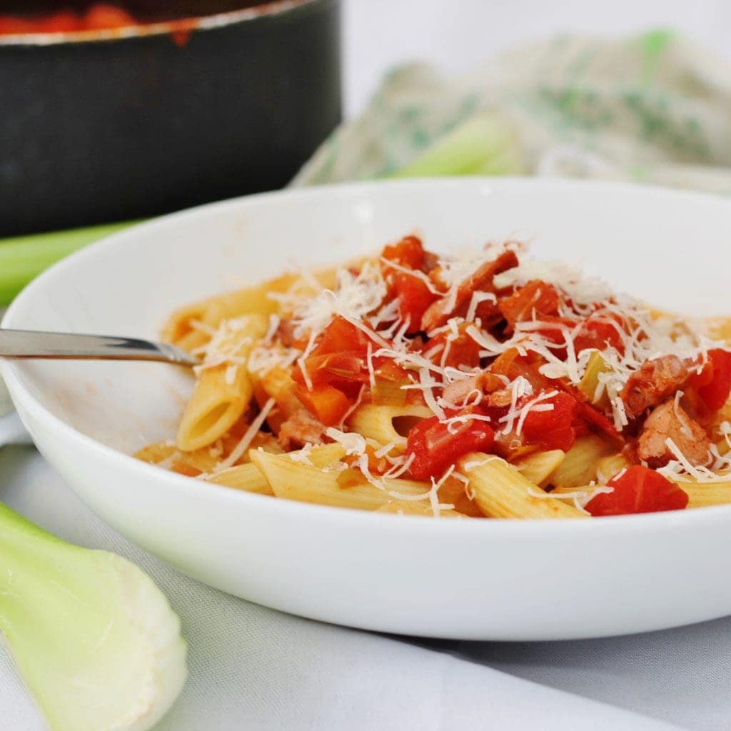 turkey ragu on pasta