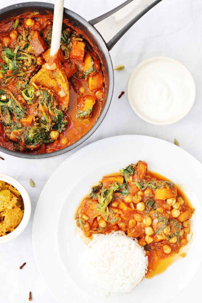 Simply Gluten Free Butternut Squash and spinach curry