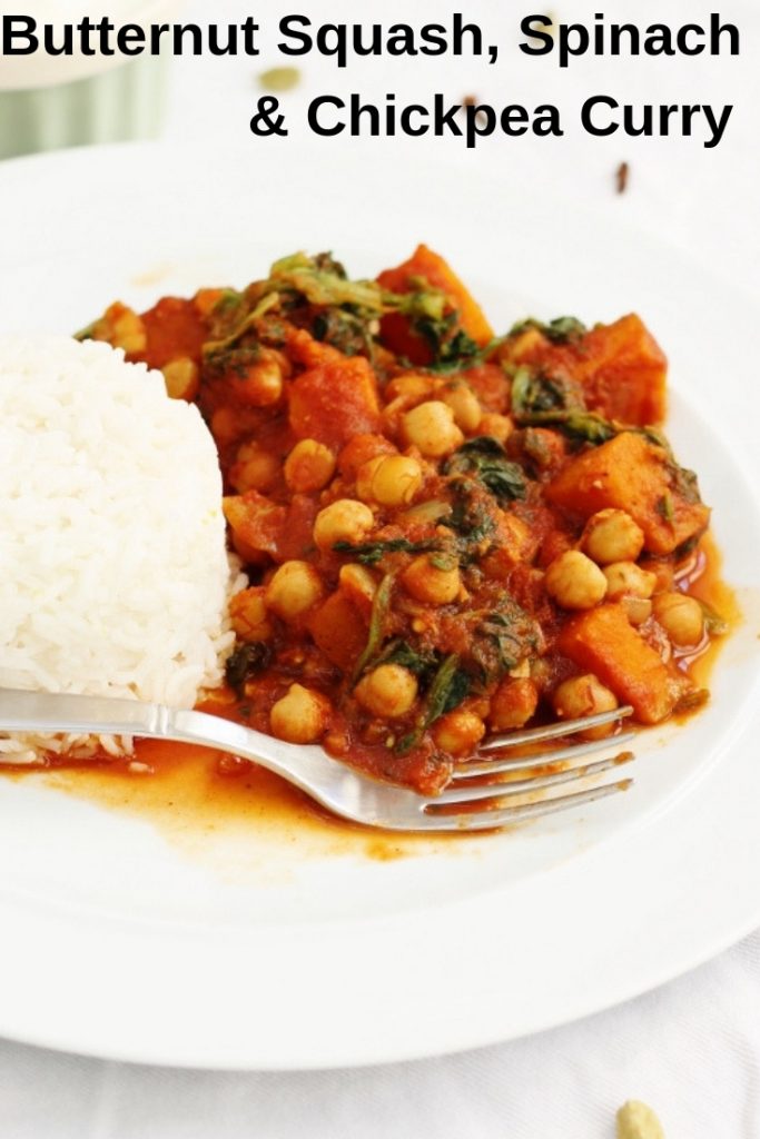 Butternut squash chickpea spinach curry