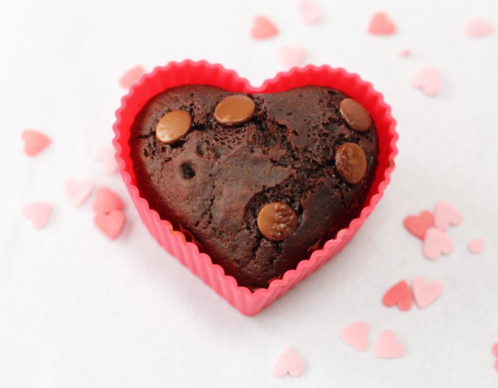 One heart shaped egg-free chocolate muffin