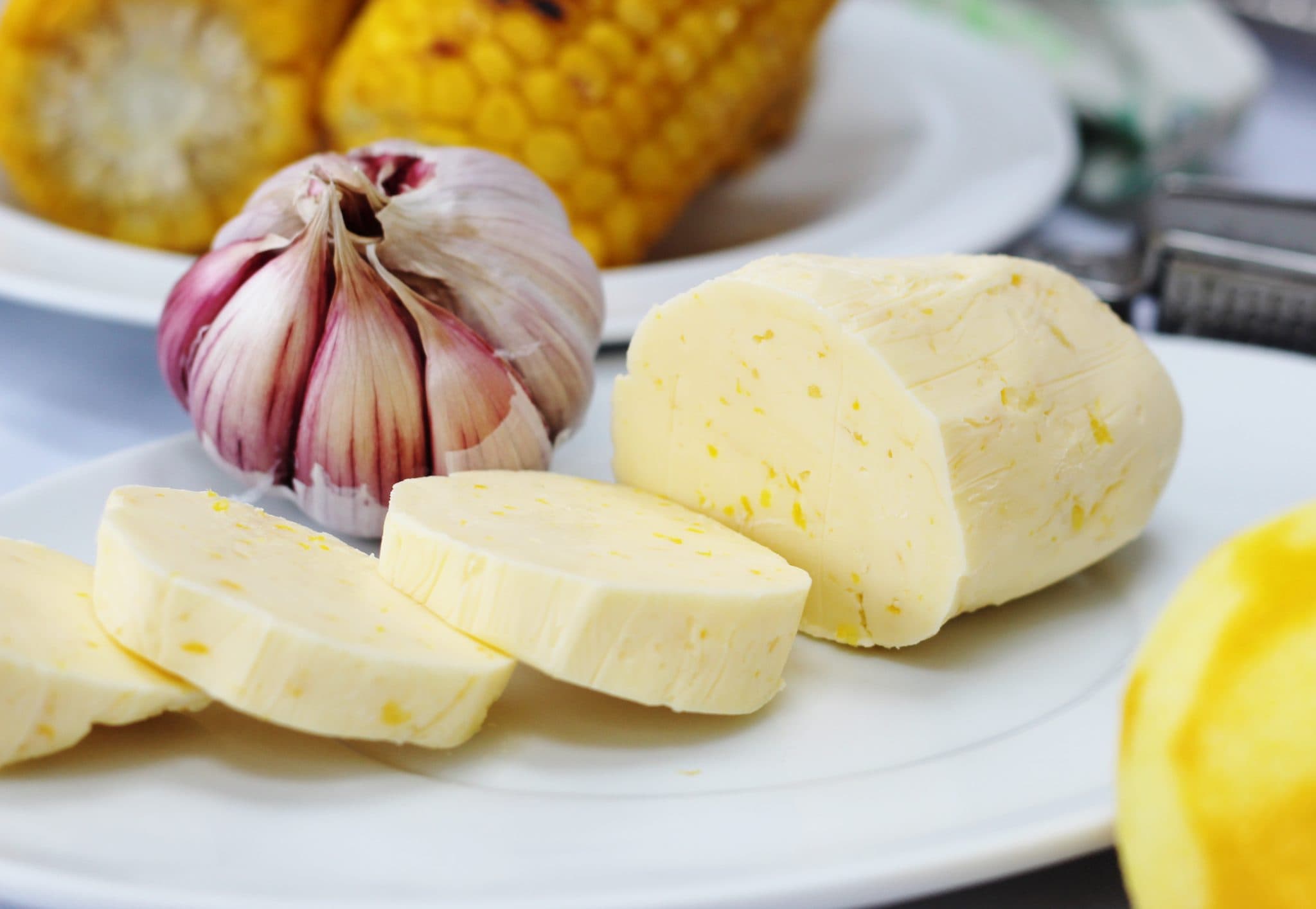 Recipe for homemade lemon garlic butter is delicious on barbecued vegetables, corn on the cob, fish or chicken.