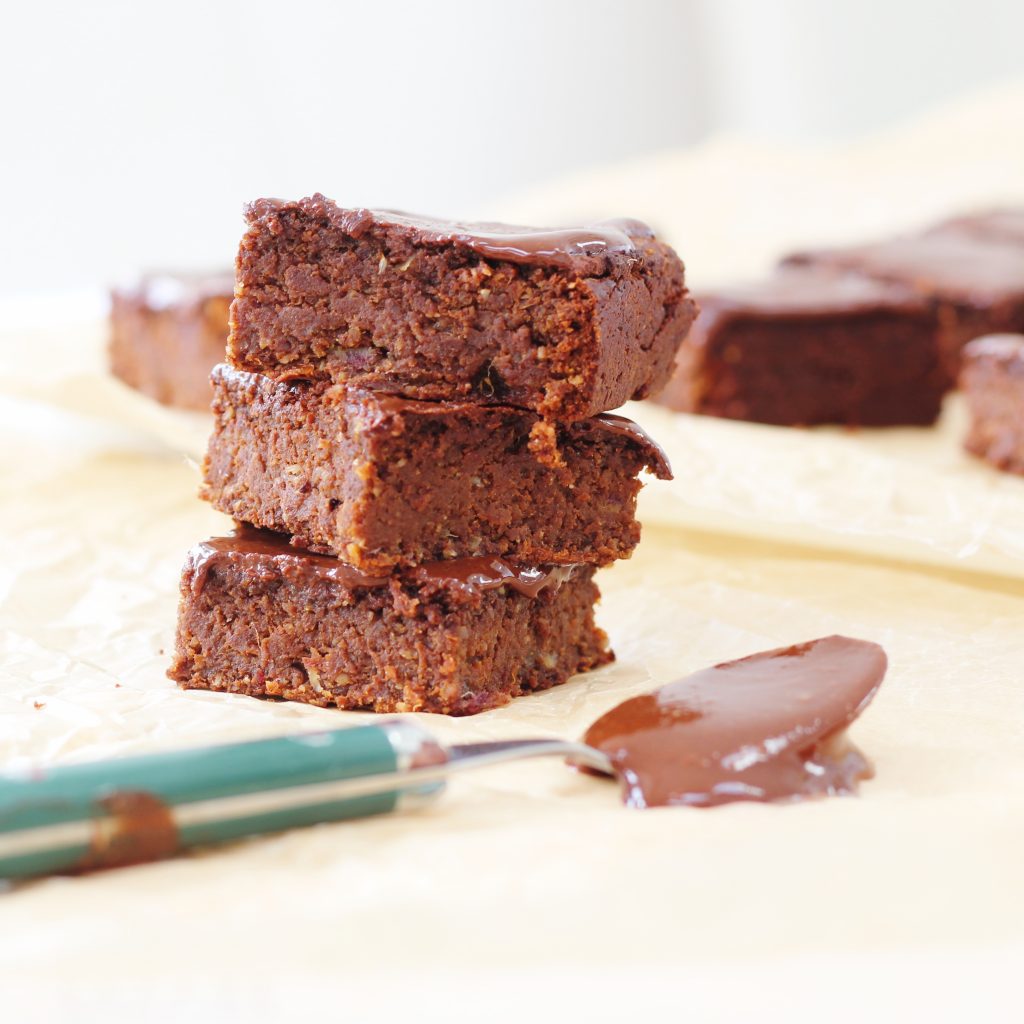 Stack of Deliciously Ella's sweet potato brownies