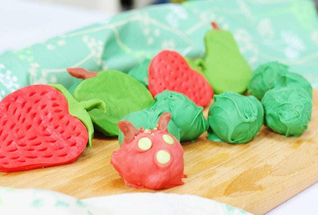 hungry caterpillar made from cake balls