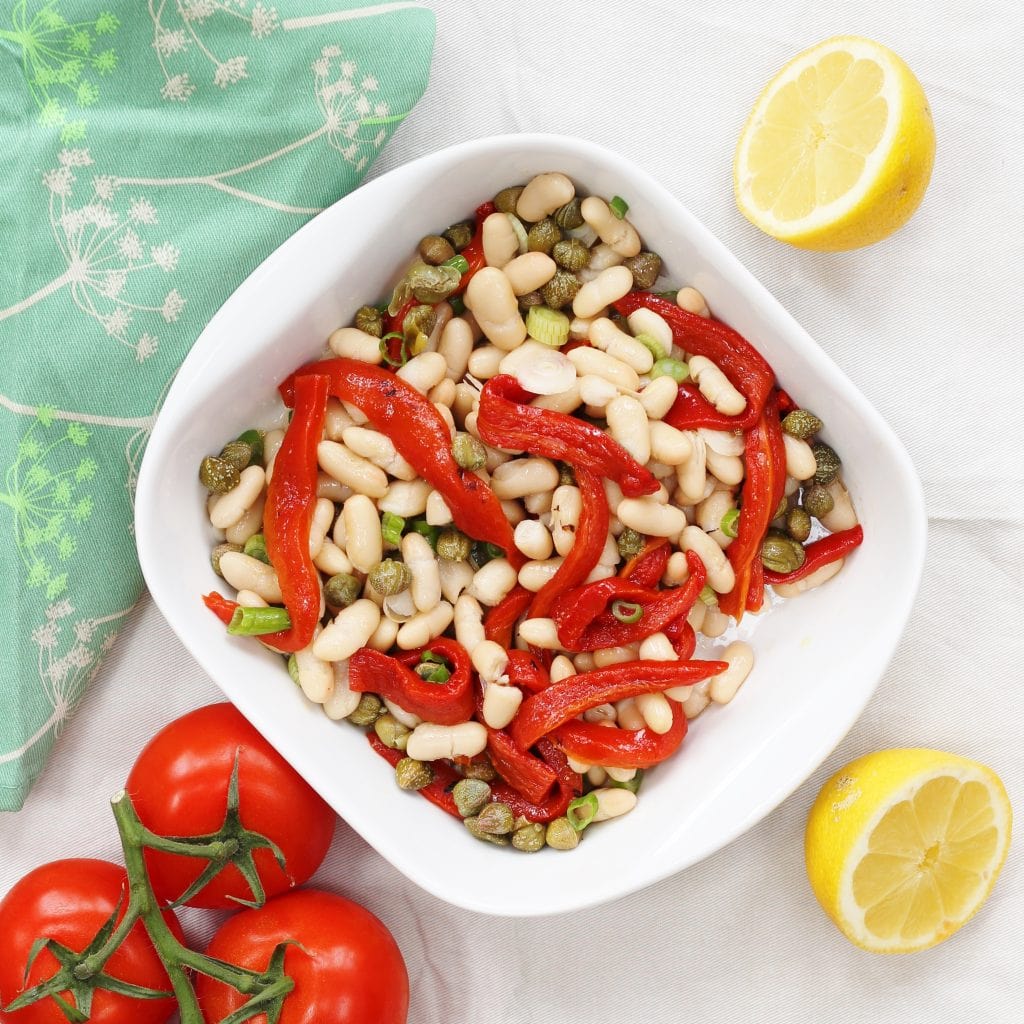 Spanish bean salad with red peppers