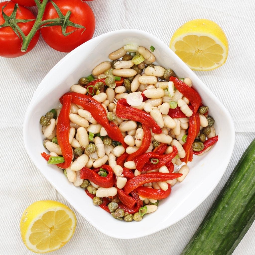 Spanish Bean Salad with Red Peppers and capers