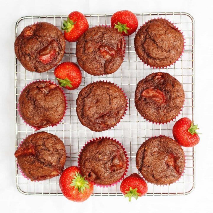 Strawberry chocolate banana muffins