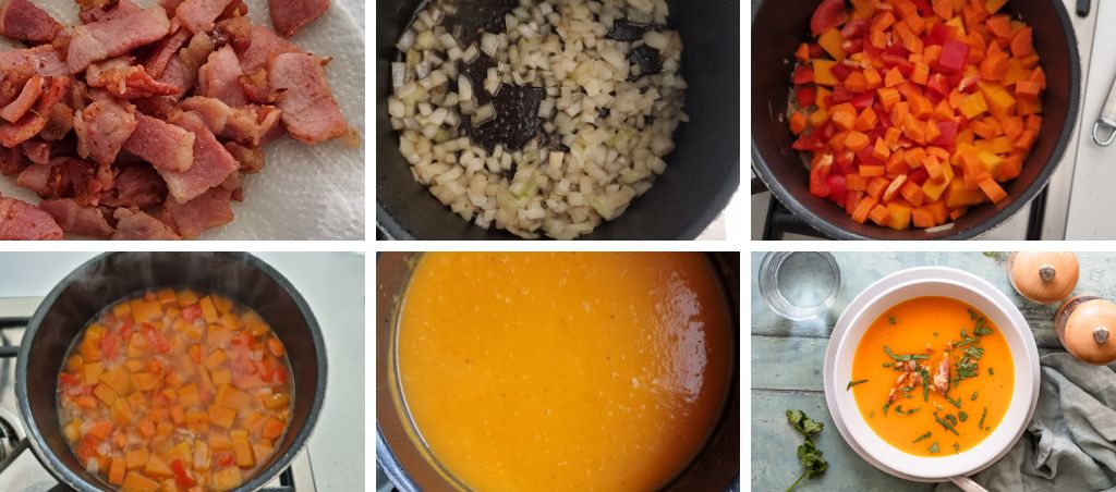 How to make butternut squash and bacon soup step by step