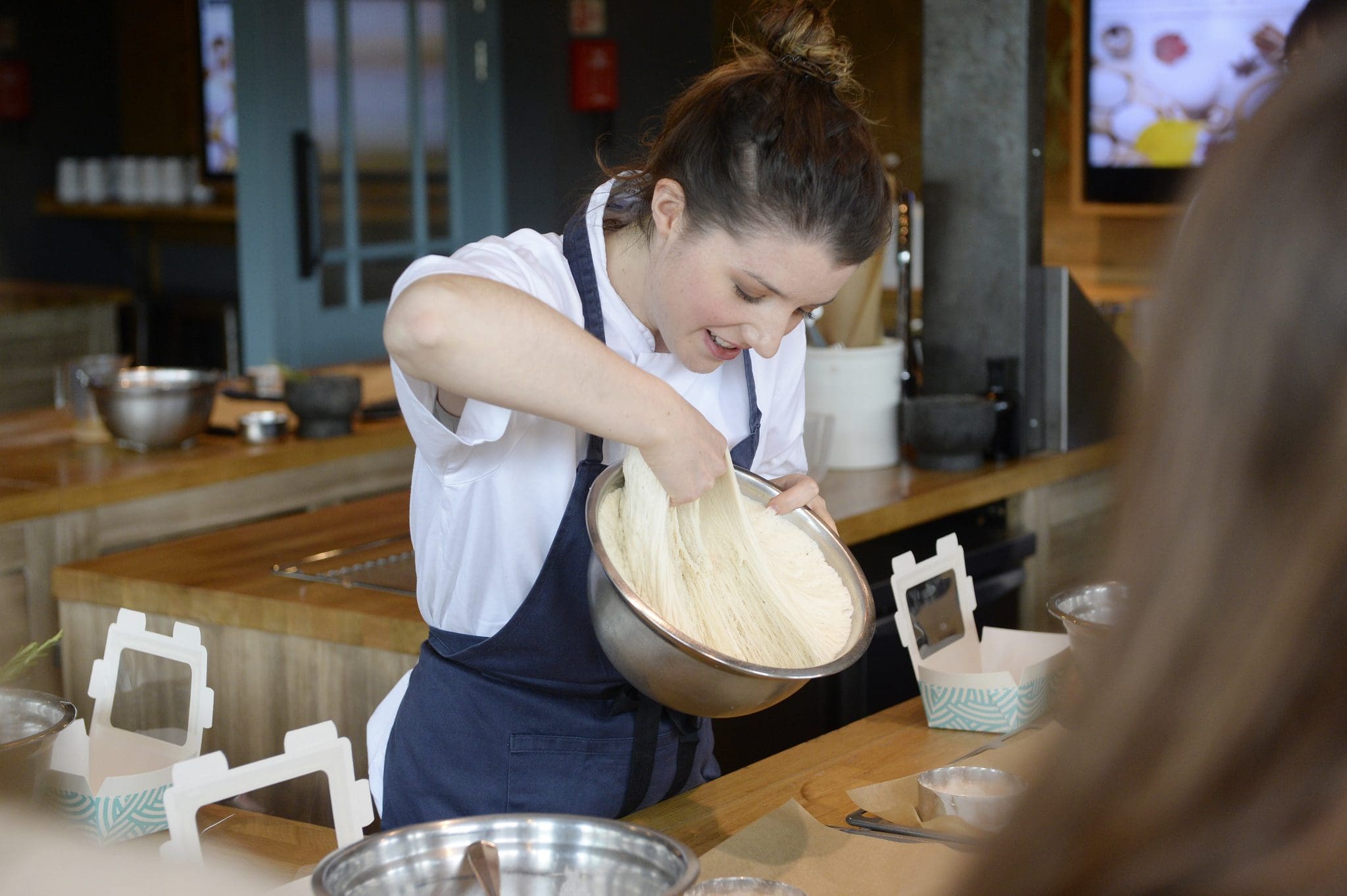 Spiders webs in the dough showing it's ready to knock back