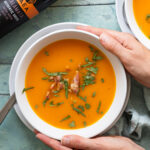 bowl of butternut squash and bacon soup
