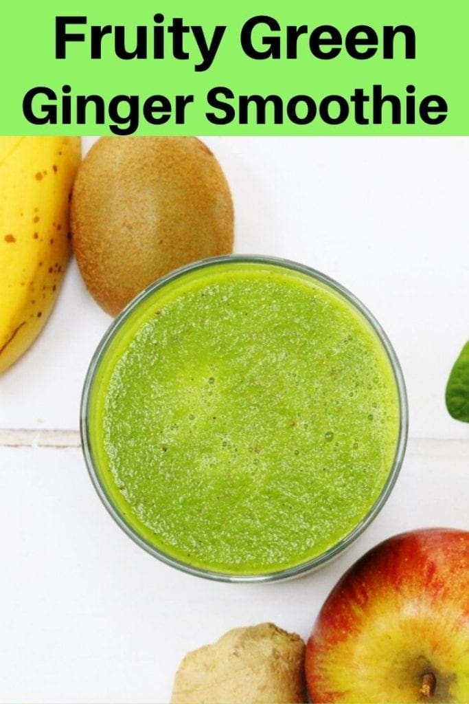 fruity green ginger smoothie pin image
