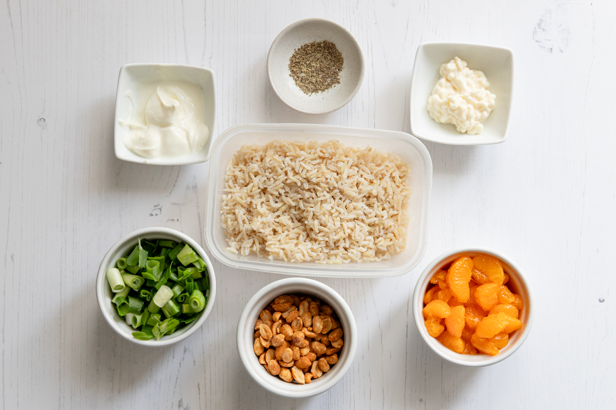 Ingredients for winter rice salad