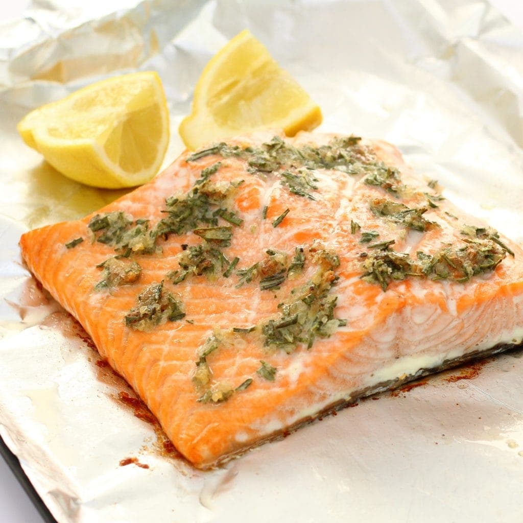 Roasted garlic and rosemary salmon