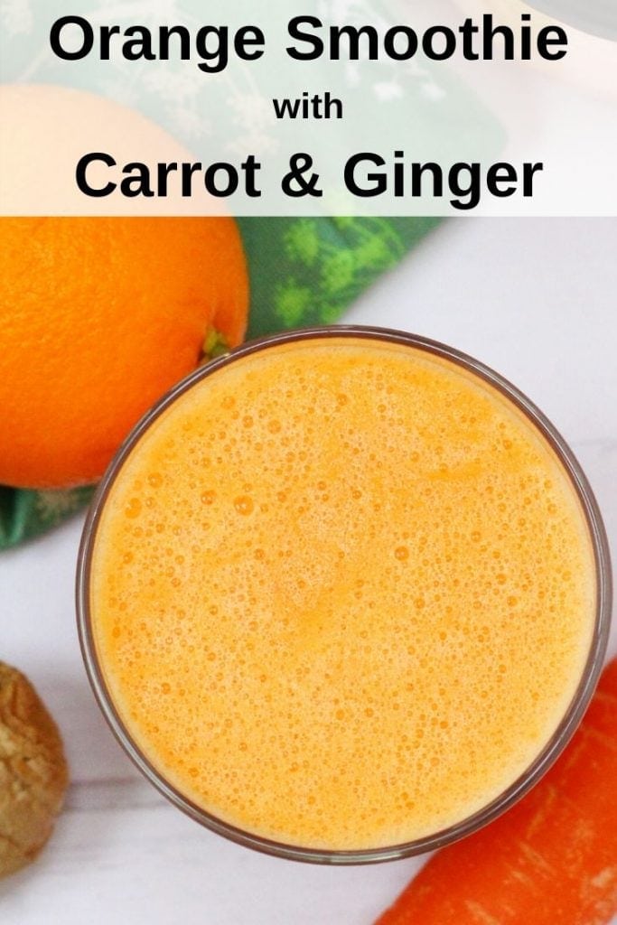 Pin image for orange smoothie with carrot and ginger