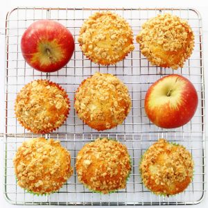 Spiced apple crumble muffins with a cinnamon crumble topping