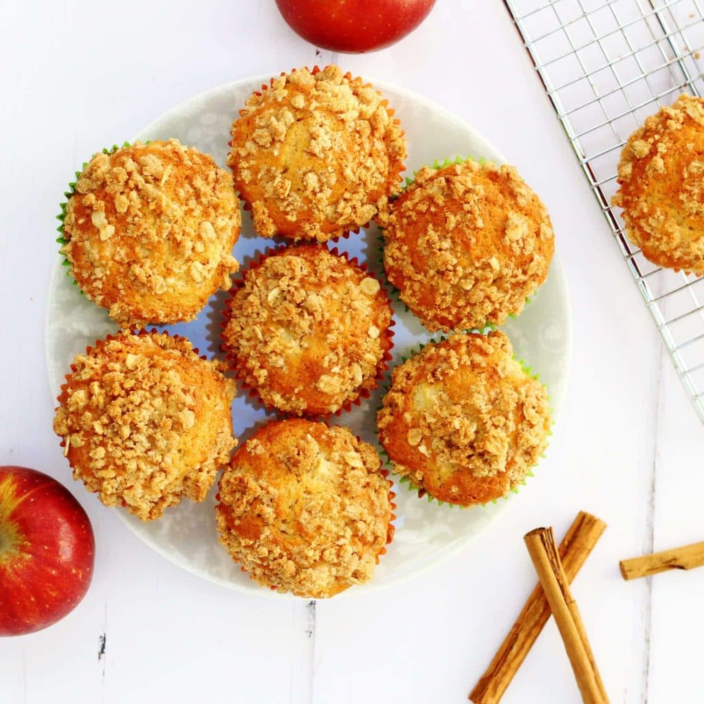 Spiced apple crumble muffins with a cinnamon crumble topping