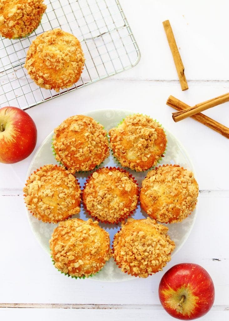 Spiced apple crumble muffins with a cinnamon crumble topping