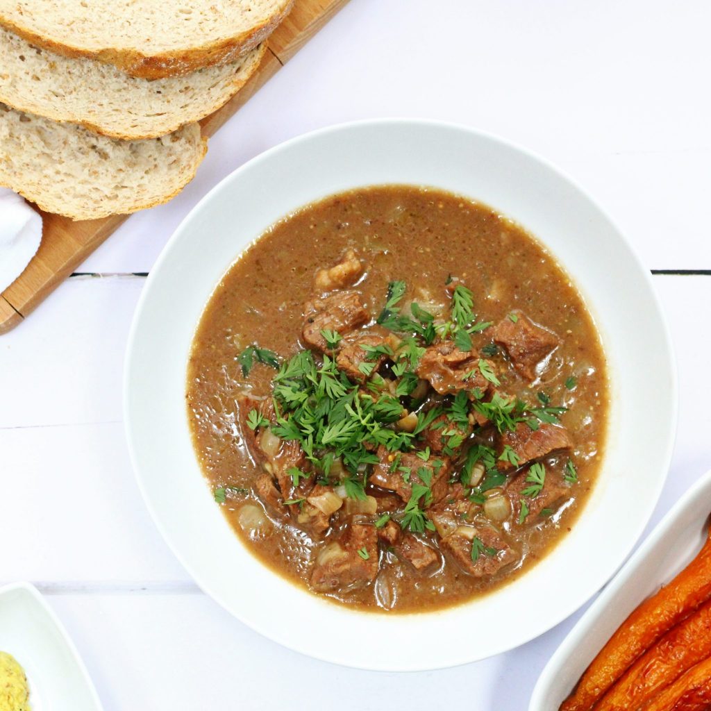 Slow cooked beer, mustarad and beef stew 