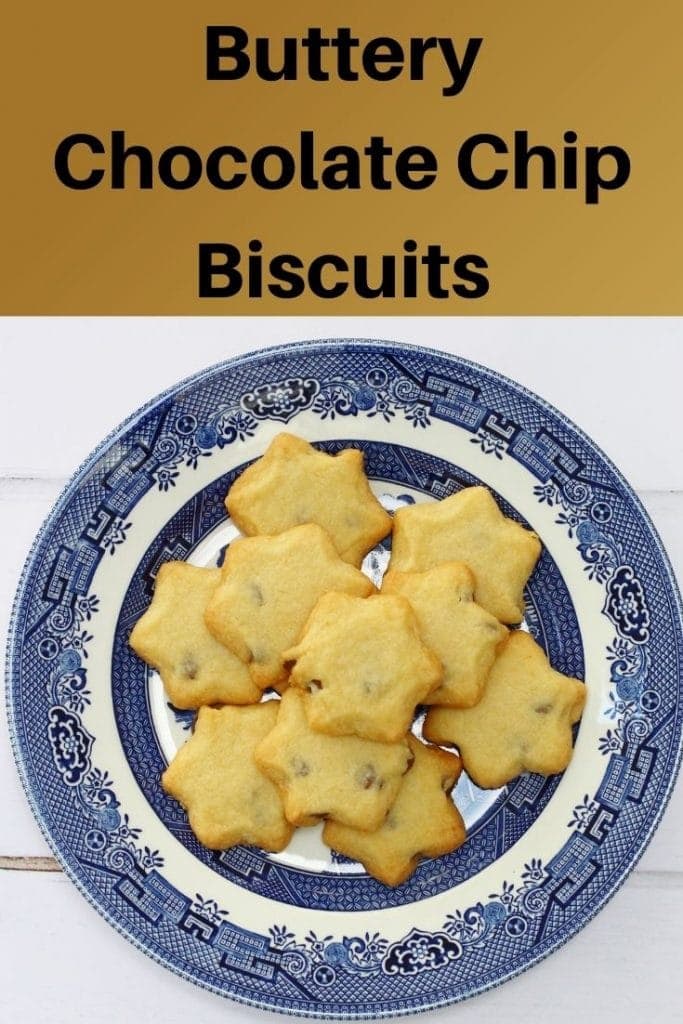 buttery chocolate chip biscuits pin image