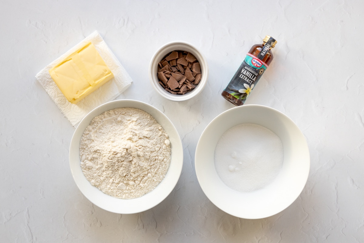 Ingredients for chocolate chip biscuits