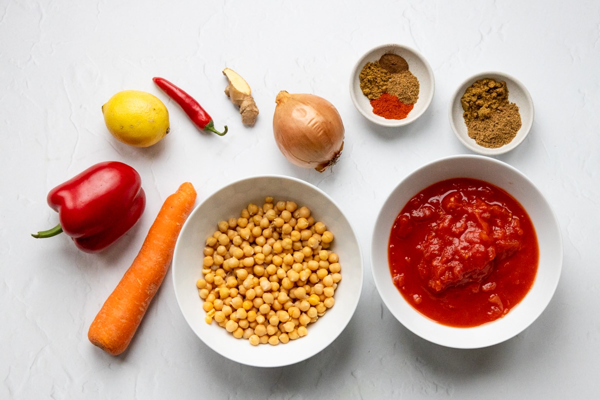 Ingredients for Moroccan chickpea soup