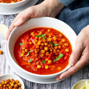 Bowl of Moroccan chickpea soup