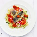 Couscous sardine salad with espelette pepper chutney