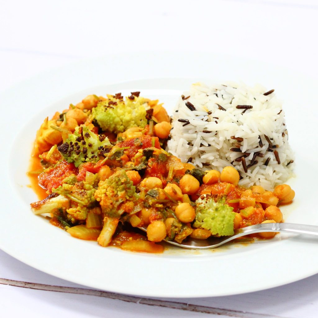 Roasted romanesco curry with rice