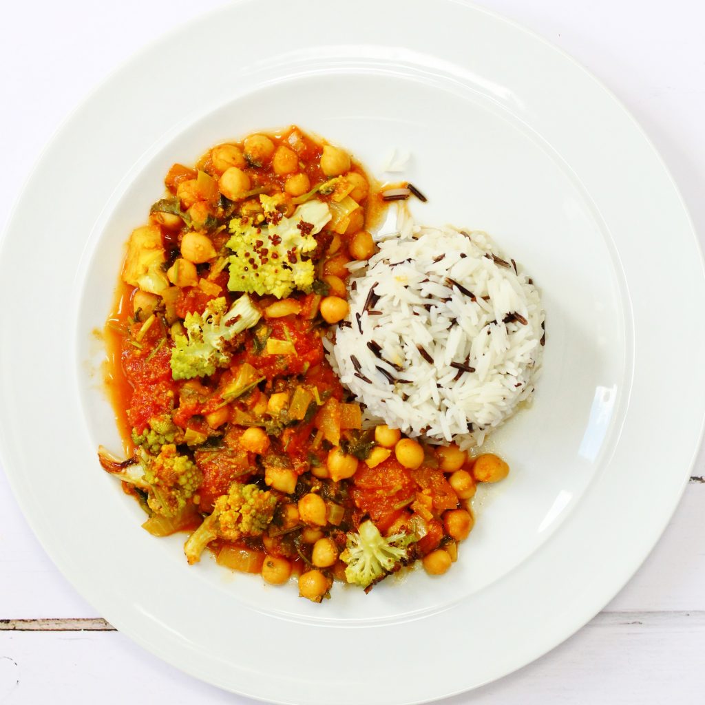 Nutty roasted romanesco curry. This homemade curry makes a delicious easy vegan meal.