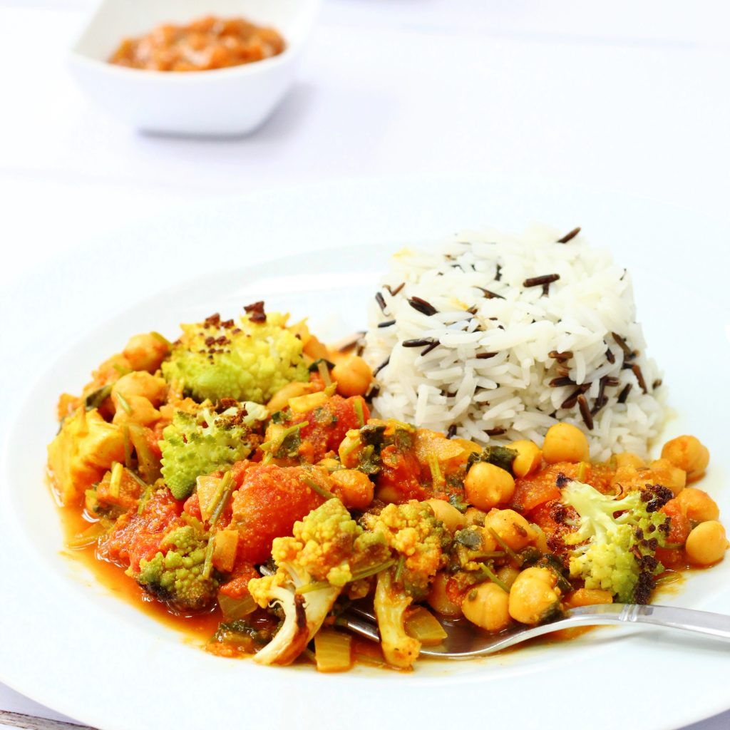 Nutty roasted romanesco curry. This homemade curry makes a delicious easy vegan meal.