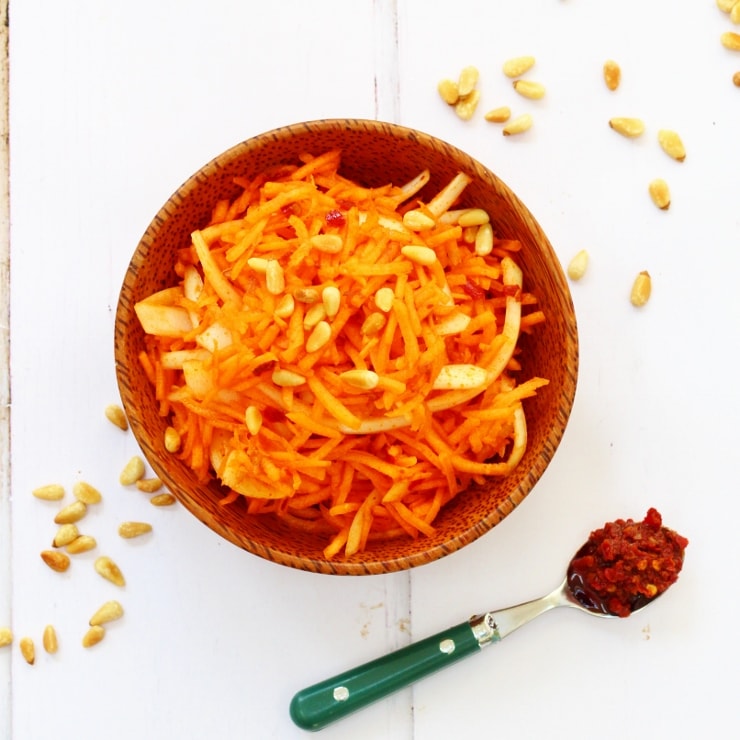 Carrot salad with harissa dressing