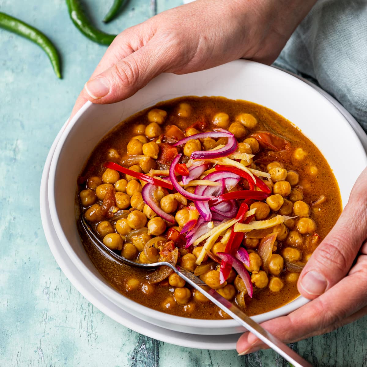 Bowl of sour chickpeas