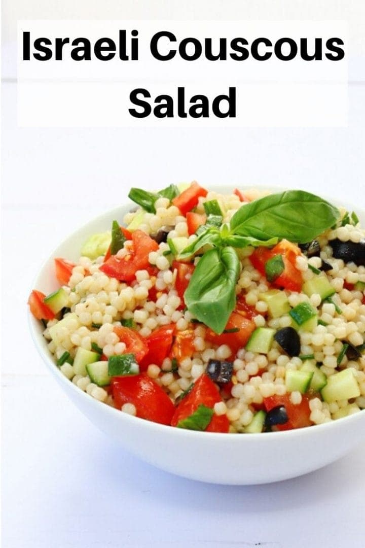 Israeli couscous salad pin image